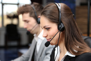 Call center operators at work